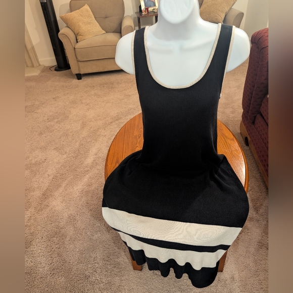 M. Martin Dresses & Skirts - Silk Blend Black and White Sleeveless Knit Dress - Size S